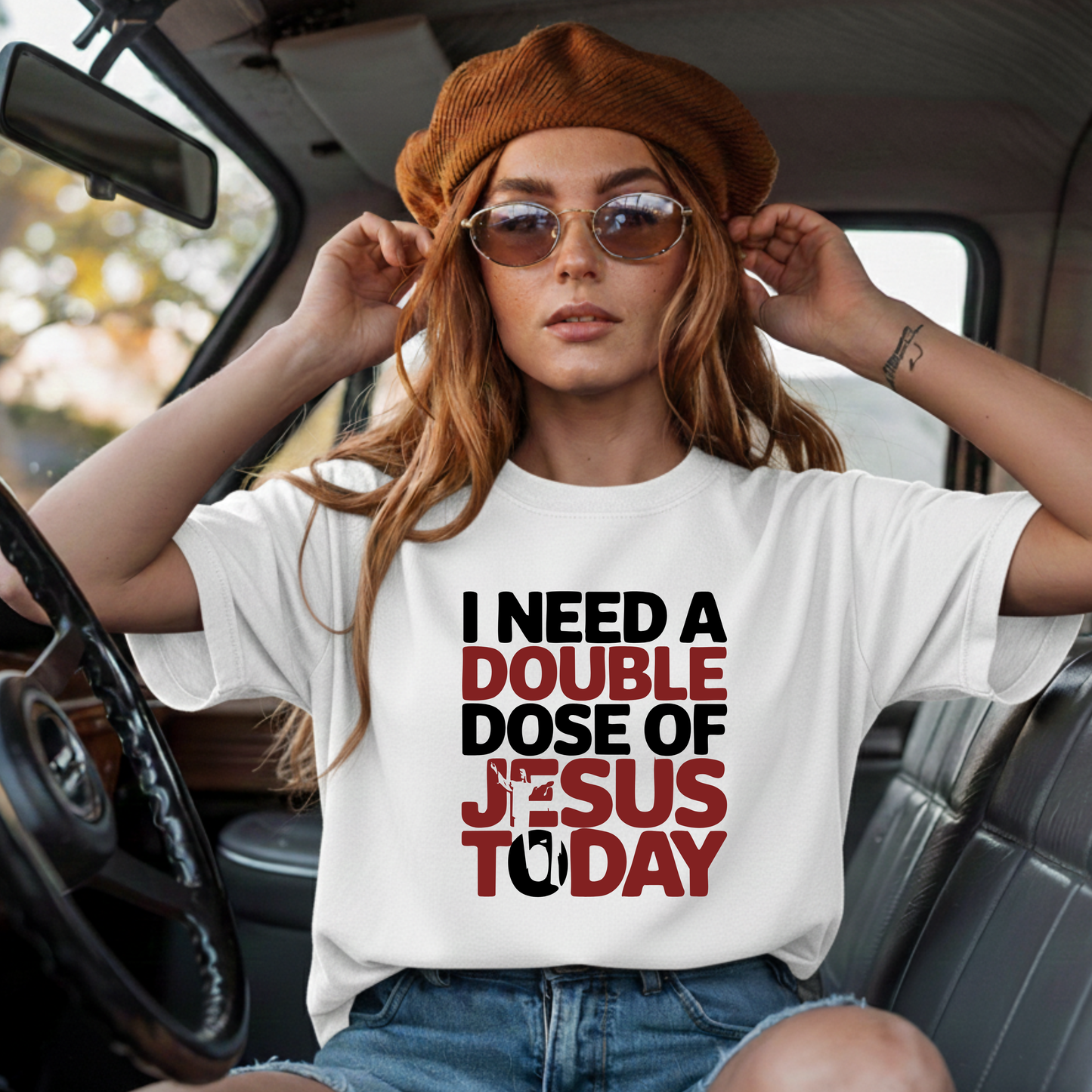 "I Need a Double Dose of Jesus Today" – Christian Unisex T-Shirt for Faith-Fueled Days