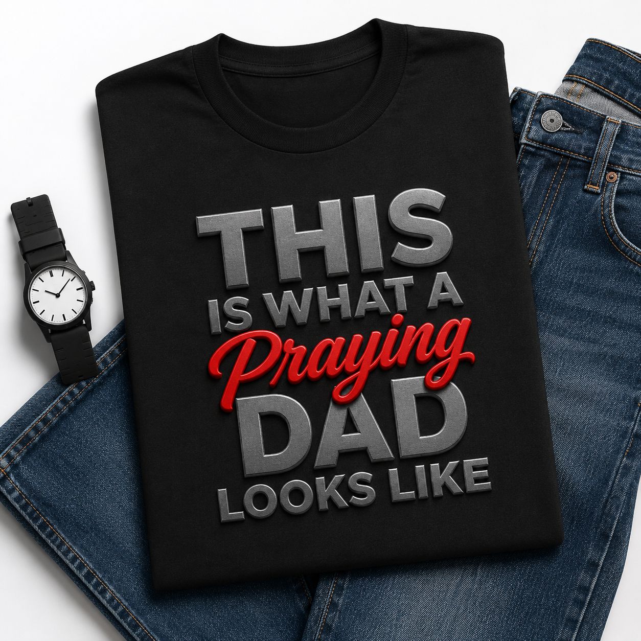 This Is What A Praying Dad Looks Like™ | Christian Father's T-Shirt | Faith-Based Dad Gift