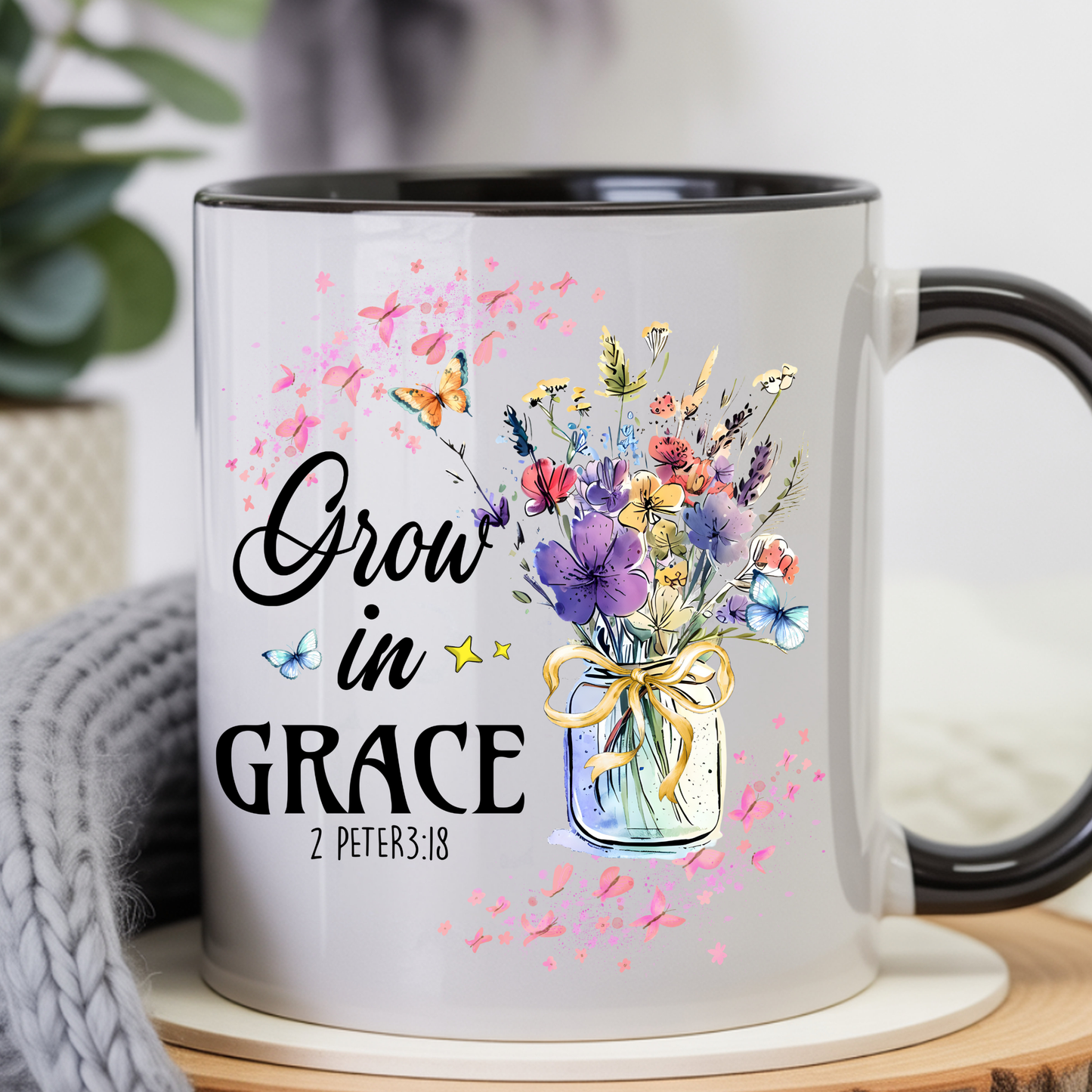 Grow in Grace – 15oz Floral Faith Mug | 2 Peter 3:18
