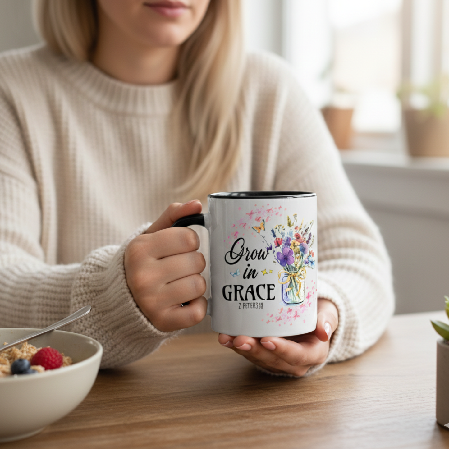 Grow in Grace – 15oz Floral Faith Mug | 2 Peter 3:18