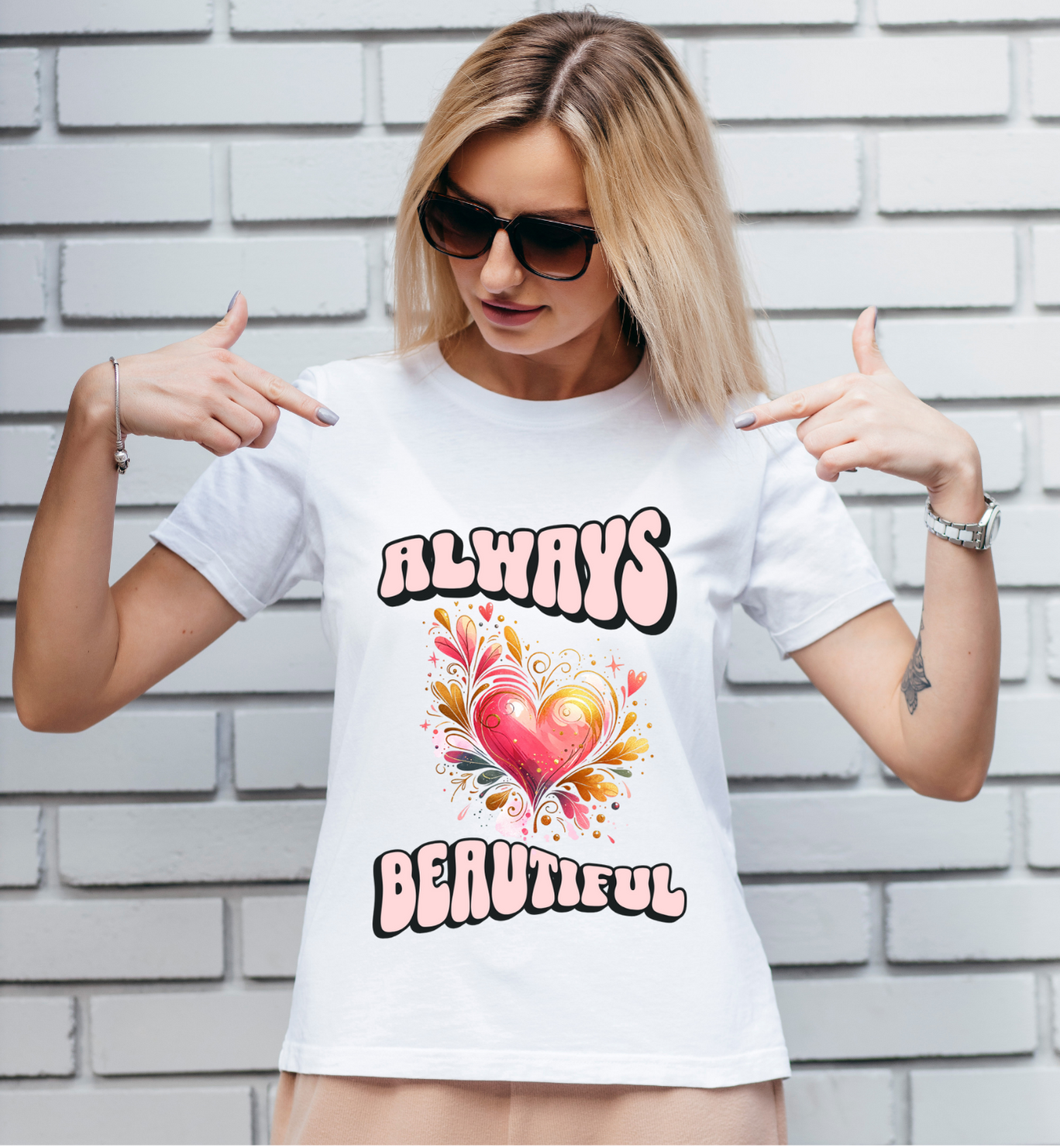 Always Beautiful | Self-Love Retro Heart T-Shirt