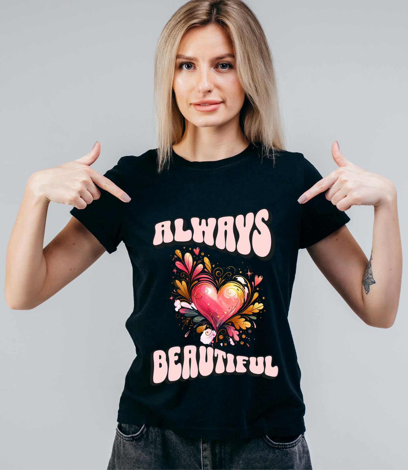 Always Beautiful | Self-Love Retro Heart T-Shirt