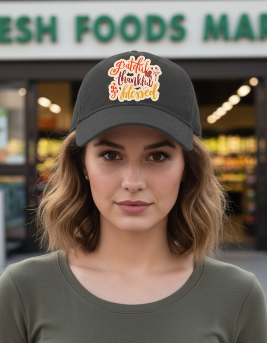 Grateful Thankful Blessed Black Baseball Cap – Fall Faith Hat | Teem-J Inc Ottawa