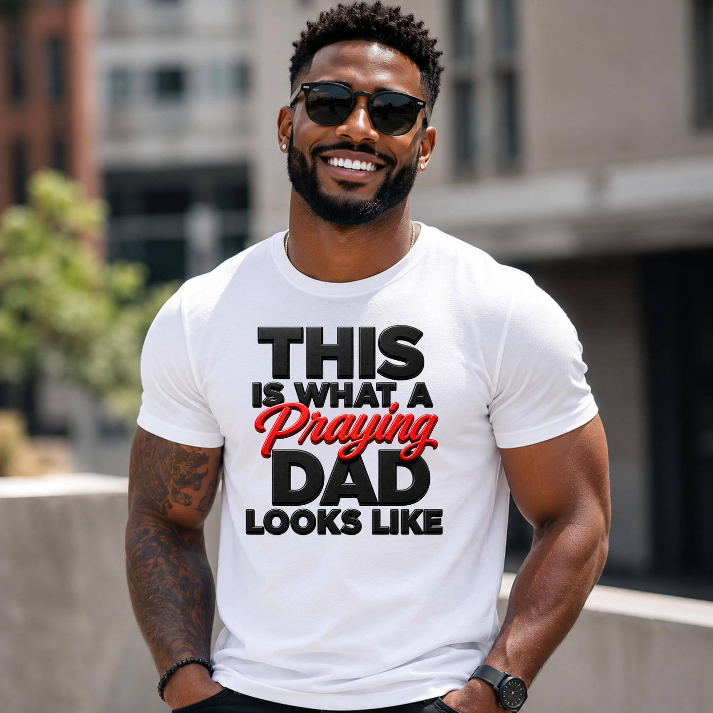 This Is What A Praying Dad Looks Like™ | Christian Father's T-Shirt | Faith-Based Dad Gift