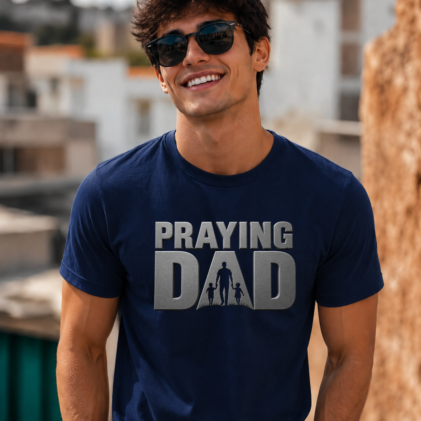 Praying Dad™ Christian T-Shirt | Faith-Based Father's Shirt | Christian Dad Gift