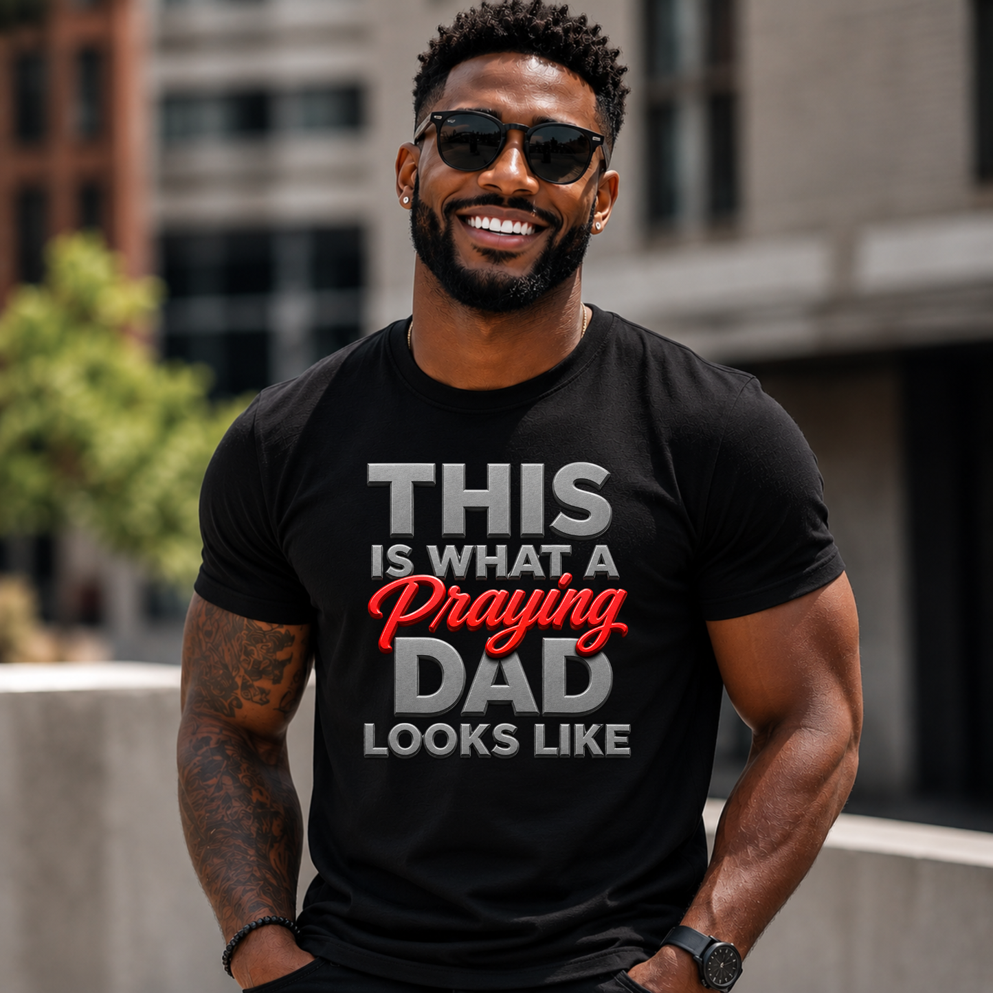 This Is What A Praying Dad Looks Like™ | Christian Father's T-Shirt | Faith-Based Dad Gift